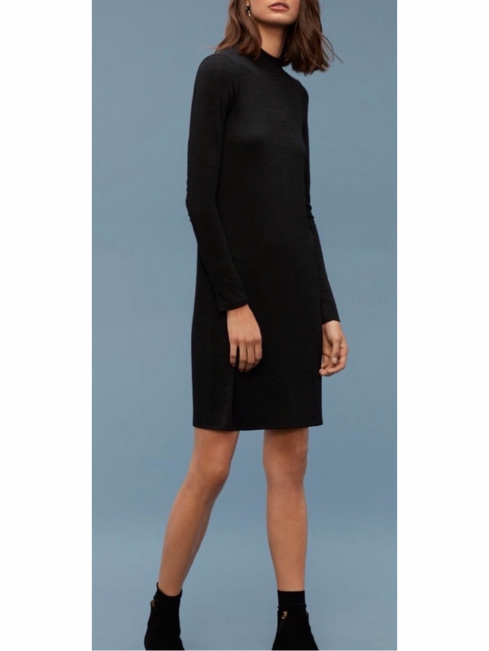Aritzia Wilfred Free Moulton Long-Sleeve Backless Dress Black